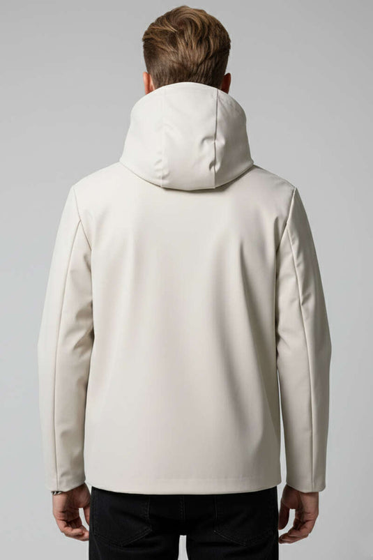 Kapüşonlu Oversize Basic Erkek Mont Taş