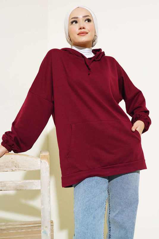Hooded Oversize Sweat Claret Red