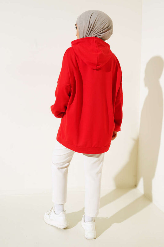 Hooded Oversize Sweat Red