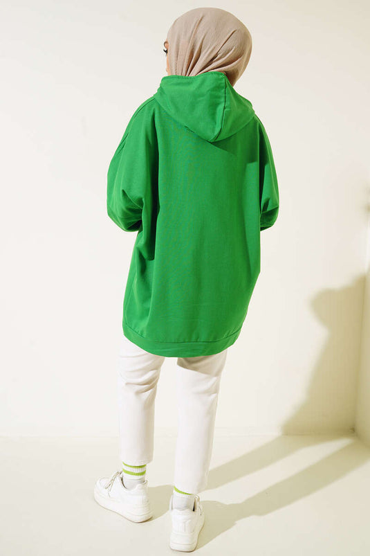 Sweat Oversize à Capuche Vert
