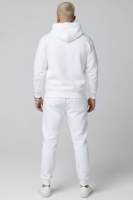 Hooded Cuff-Elastic Sweat Suit White