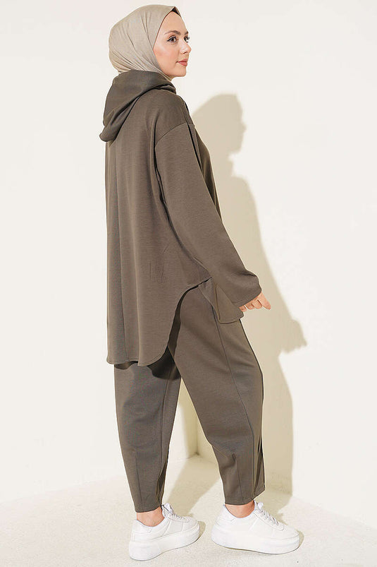 Ensemble Deux Pièces Avec Capuche Et Poignets Kaki