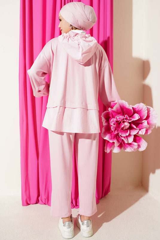 Ensemble Deux Pièces Parachute À Capuche Rose