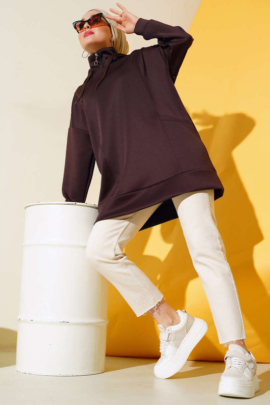 Tunique Scuba À Capuche Marron