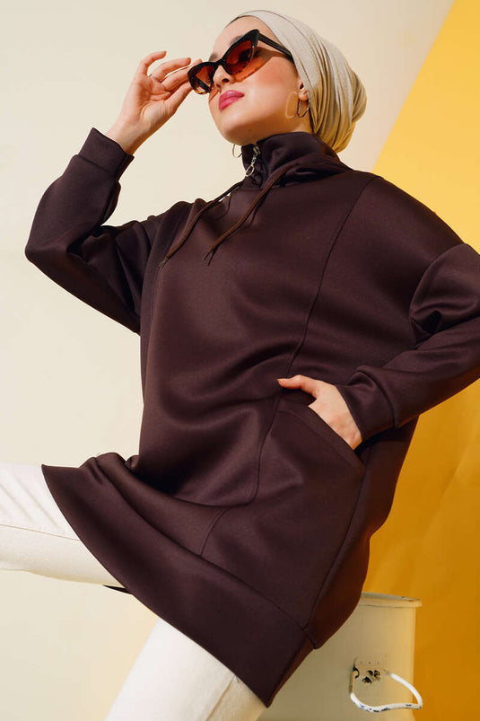 Tunique Scuba À Capuche Marron