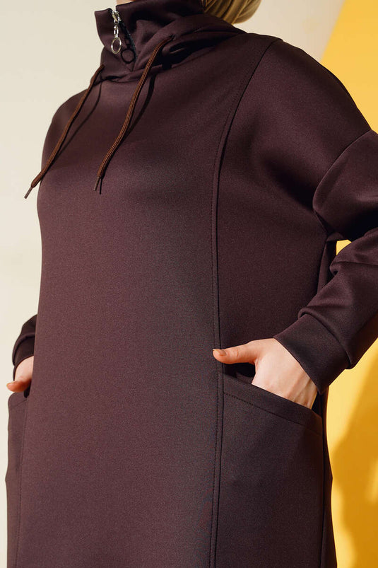 Tunique Scuba À Capuche Marron