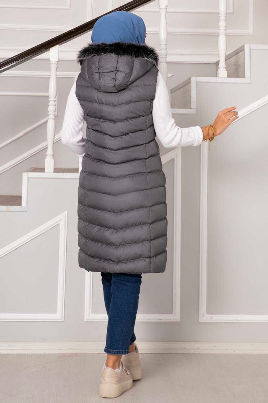 Hooded Puffer Vest Smoked