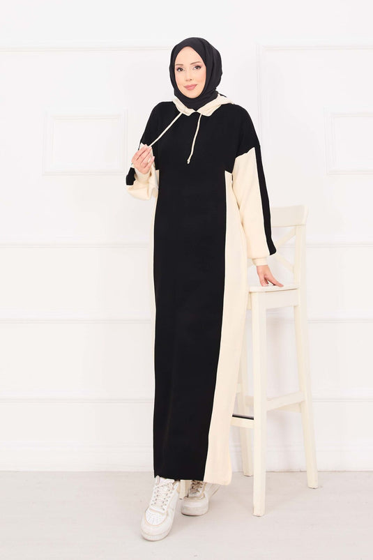 Robe de sport à capuche en maille noire