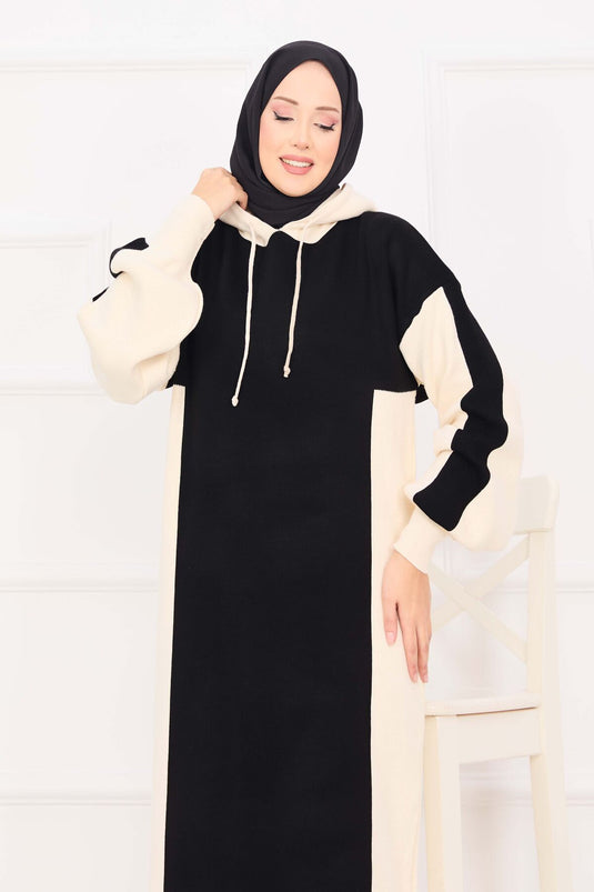 Robe de sport à capuche en maille noire