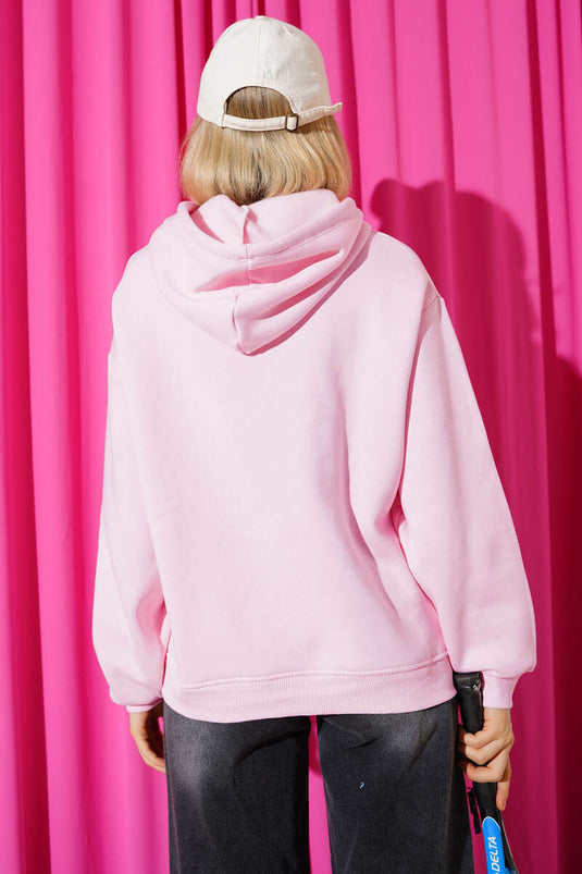 Sweat à capuche rose avec imprimé Stockholm