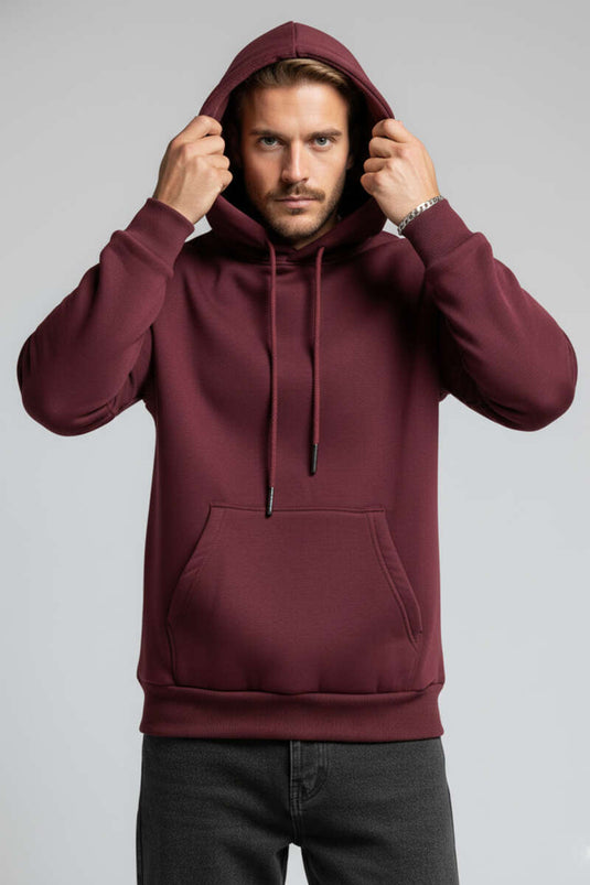 Hooded Three-Thread Sweatshirt Burgundy