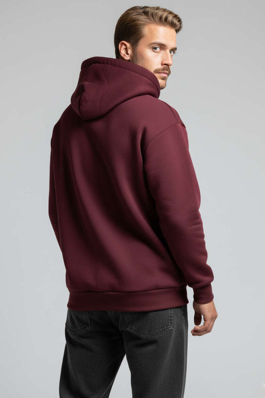 Hooded Three-Thread Sweatshirt Burgundy