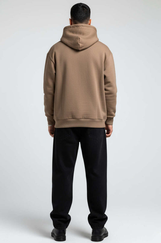 Hooded Three-Thread Sweatshirt Cappuccino