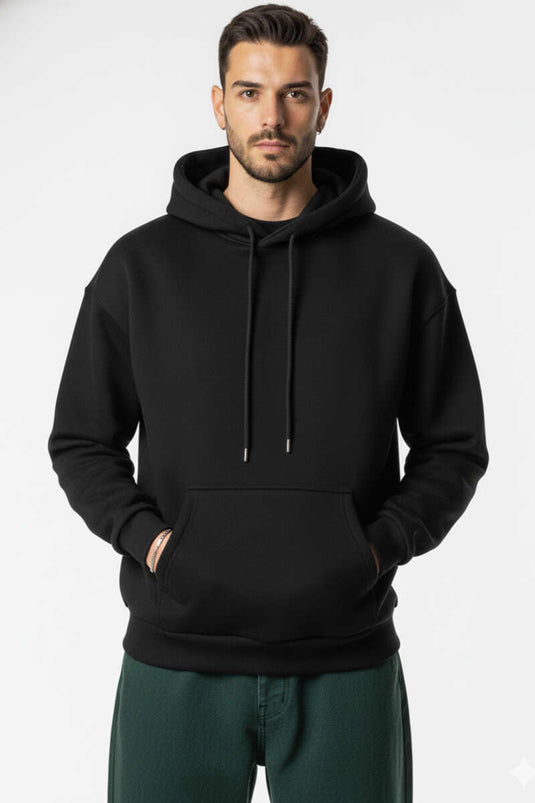 Hooded Three-Thread Sweatshirt Black