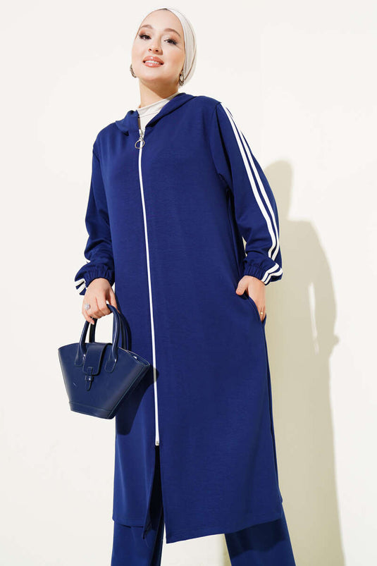 Kapüşonlu Uzun Tunik İkili Takım Lacivert
