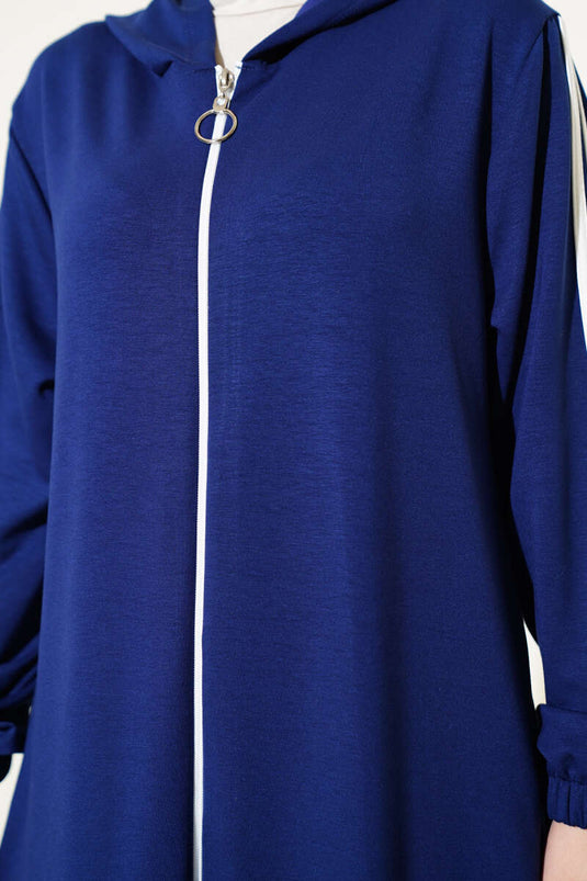 Kapüşonlu Uzun Tunik İkili Takım Lacivert