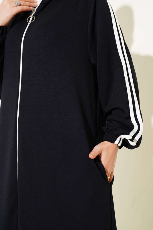 Kapüşonlu Uzun Tunik İkili Takım Siyah