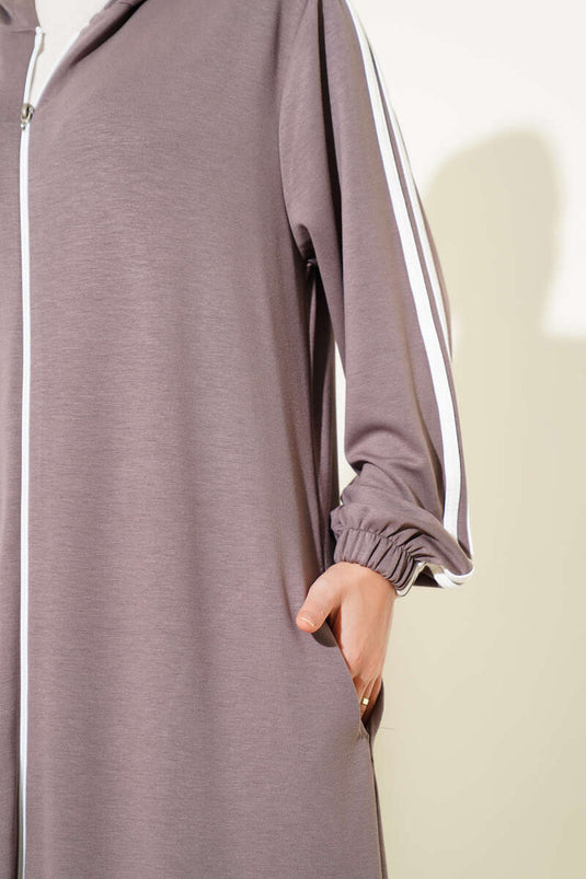 طقم تونيك طويل بغطاء للرأس من قطعتين من المنك