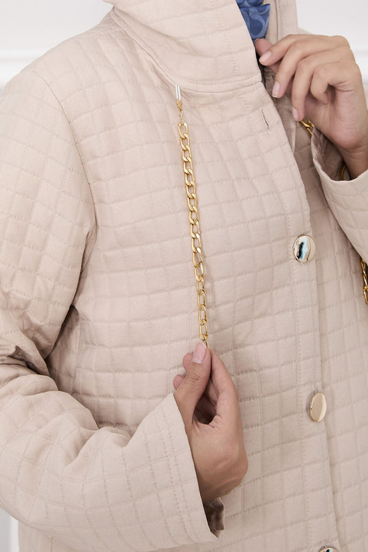 Quilted Coat with Hood and Pocket Details