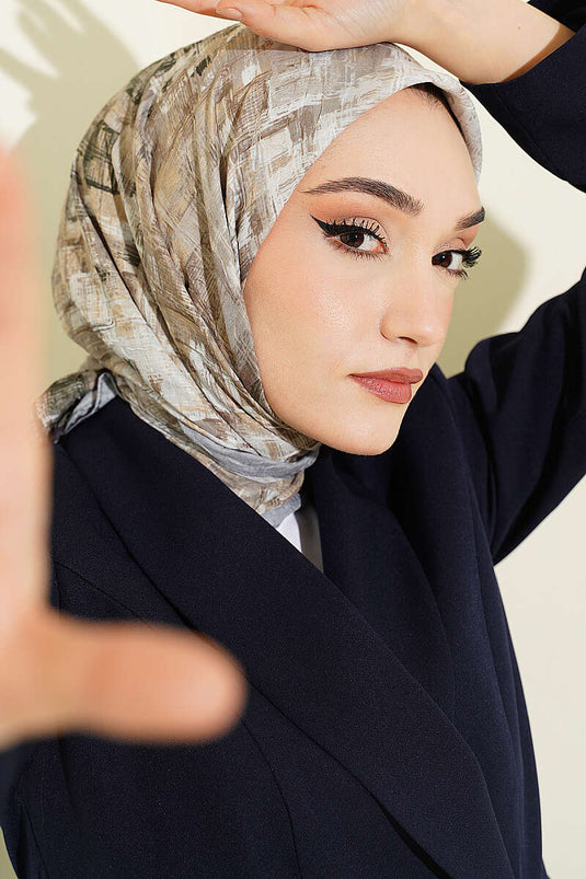 وشاح بامبو مربعات رمادي