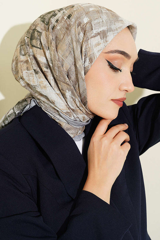 وشاح بامبو مربعات رمادي