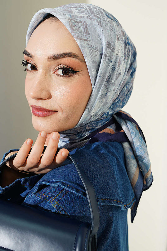Sciarpa In Bambù A Quadri Blu Navy