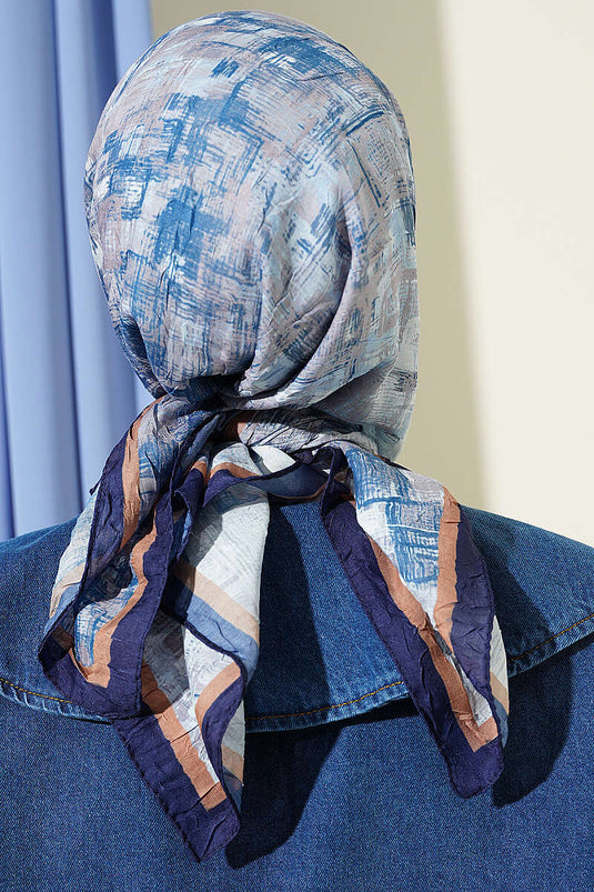 Sciarpa In Bambù A Quadri Blu Navy