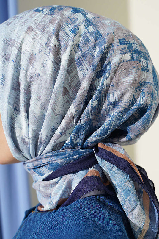 Sciarpa In Bambù A Quadri Blu Navy