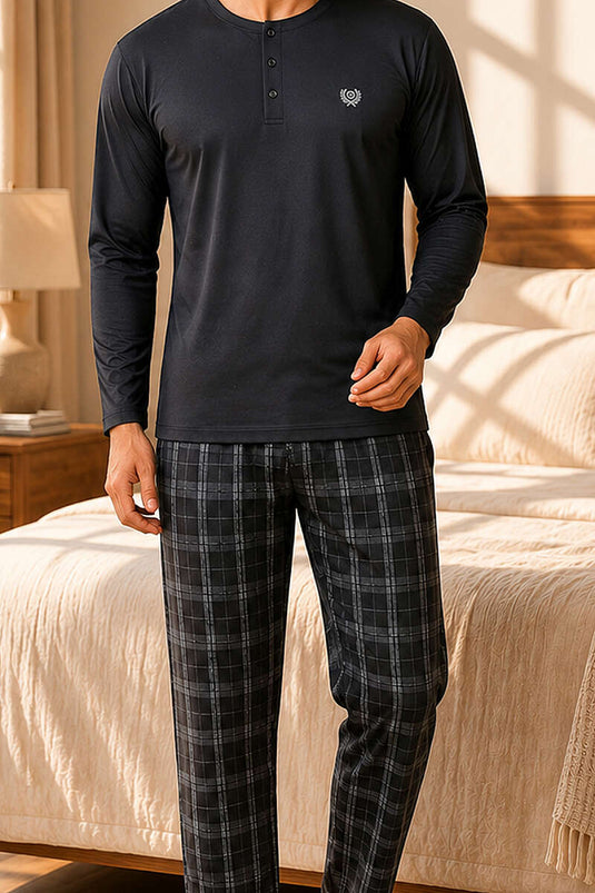 Ensemble pyjama homme à manches longues rayé Kare anthracite