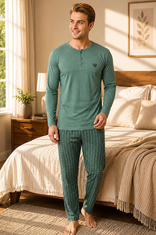 Ensemble pyjama homme à manches longues rayé Kare menthe