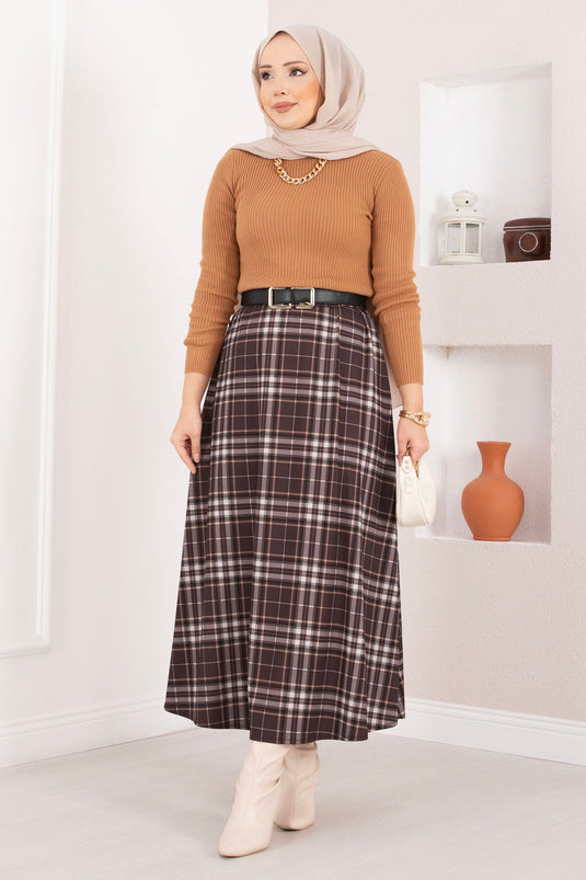 تنورة غوص منقوشة، بنية اللون