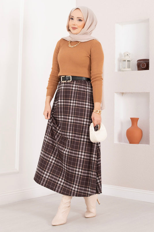 تنورة غوص منقوشة، بنية اللون