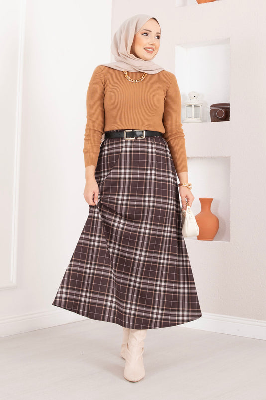 تنورة غوص منقوشة، بنية اللون