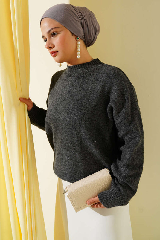 Square Patterned Knitwear Sweater Smoke