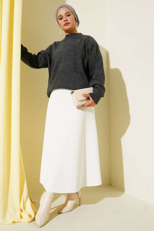 Square Patterned Knitwear Sweater Smoke