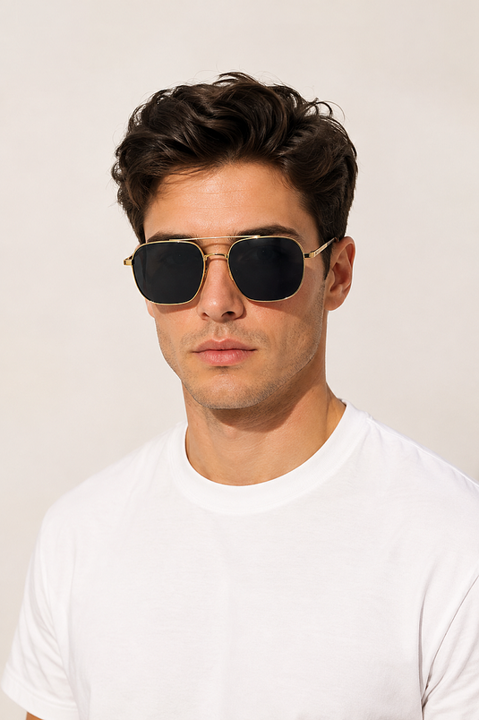 Quadratische Herrensonnenbrille Schwarz