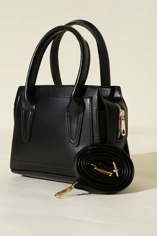 Square Zipper Handbag Black