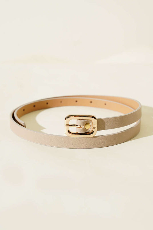 Kare Gold Buckle Thin Belt Beige