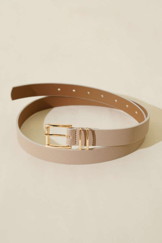 حزام مربع رفيع باللون البيج