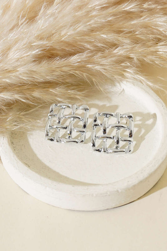 Boucle D'oreille Carrée Argent