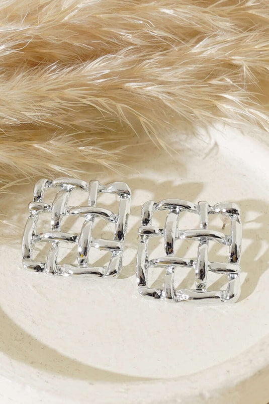 Boucle D'oreille Carrée Argent