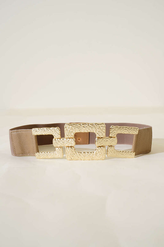 Ceinture élastique en vison avec boucle carrée et détails soignés