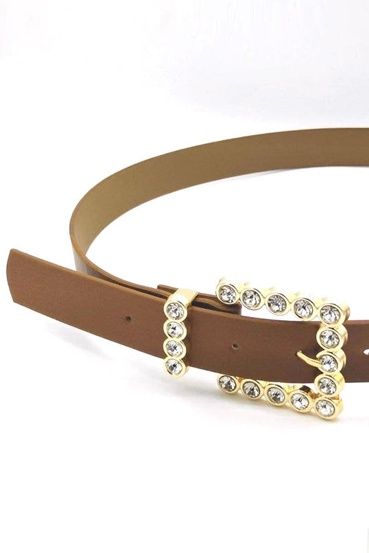 Ceinture beige Stoned avec boucle carrée