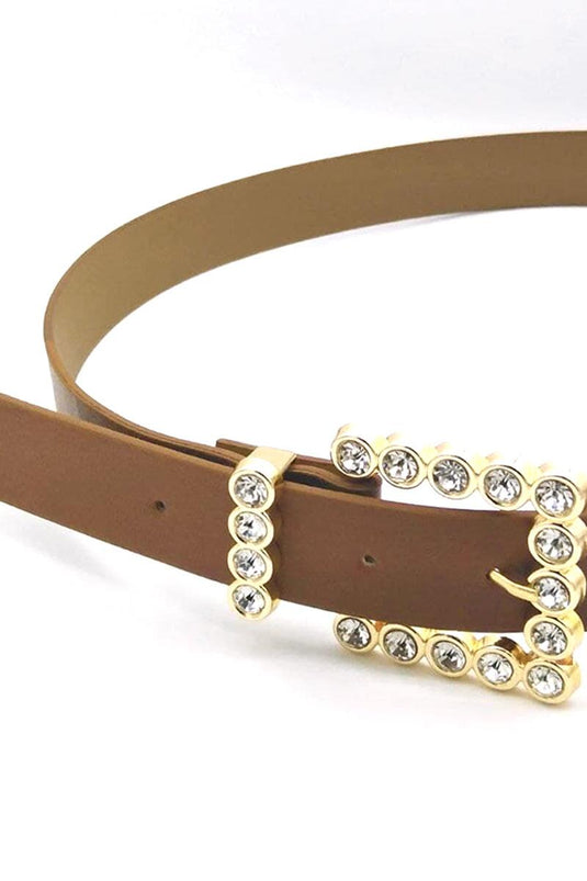 Ceinture beige Stoned avec boucle carrée