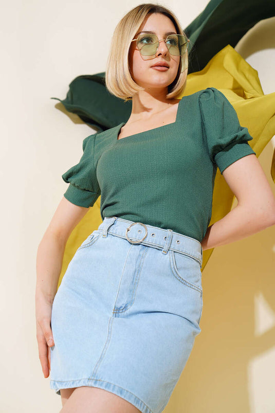 Collar Neck Blouse Emerald