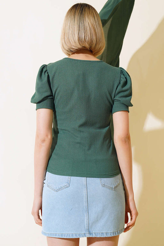 Collar Neck Blouse Emerald