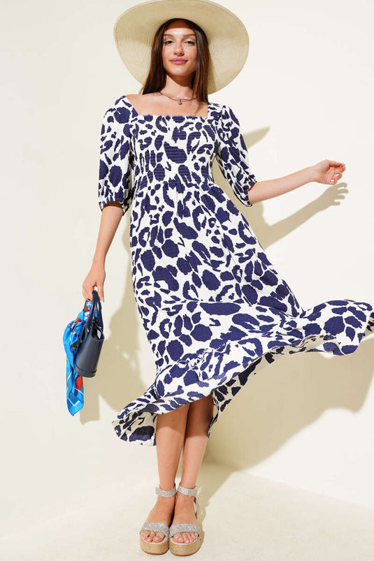 Robe midi Gipel à encolure carrée bleu marine