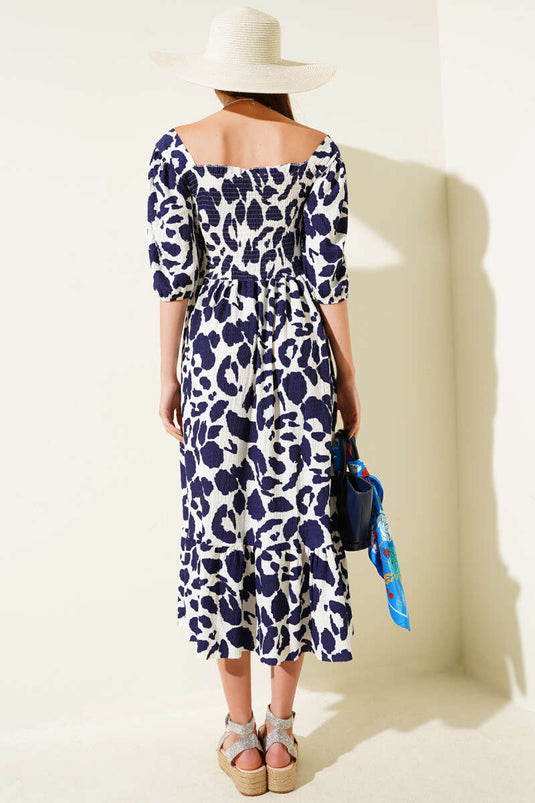 Robe midi Gipel à encolure carrée bleu marine