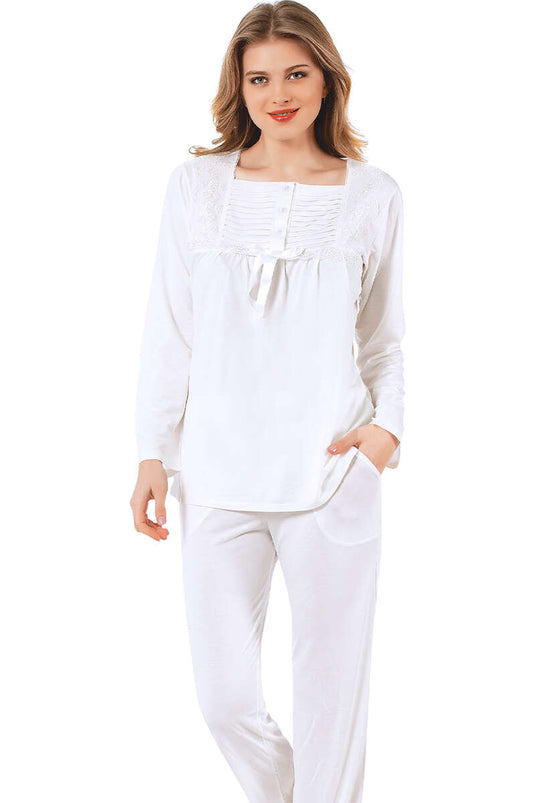 Kare Yaka Pijama Takımı Pembe