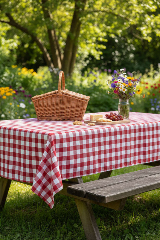 Checkered Tablecloth Red